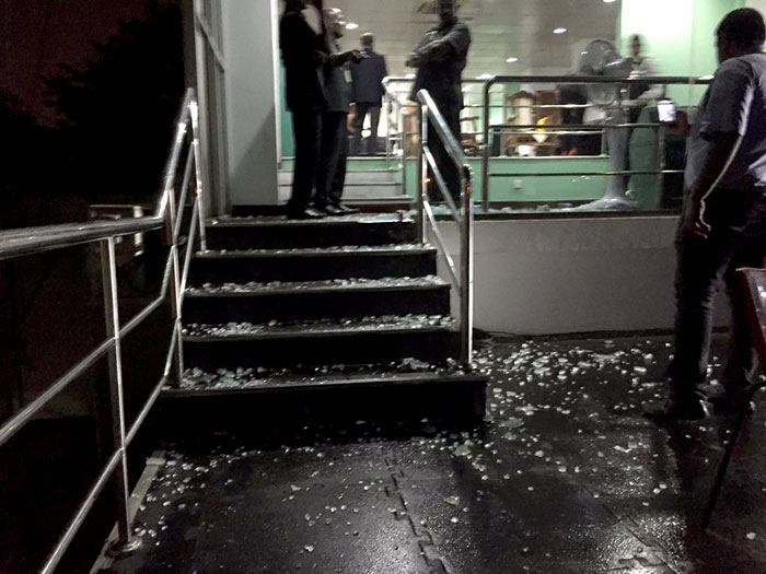 Bangladesh's Cricket dressing room door damaged in Colombo Sri Lanka