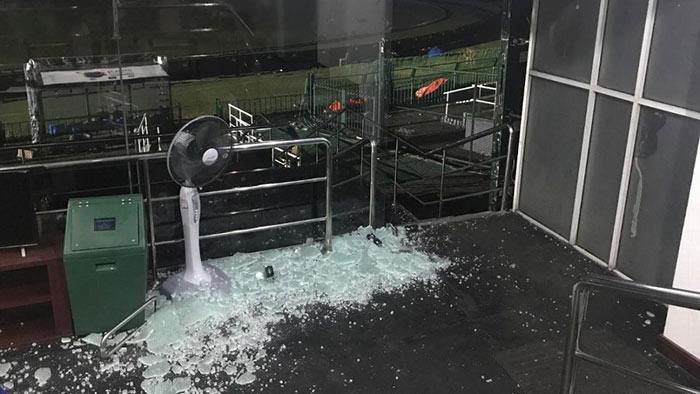 Bangladesh's Cricket dressing room door damaged in Colombo Sri Lanka