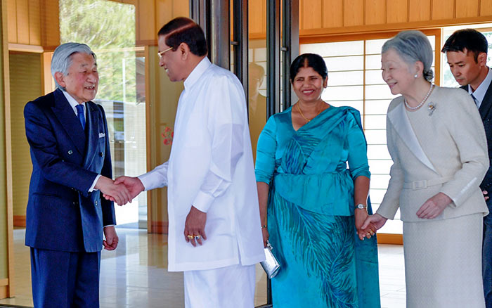 Sri Lanka President Maithripala Sirisena met with Japanese Emperor Akihito