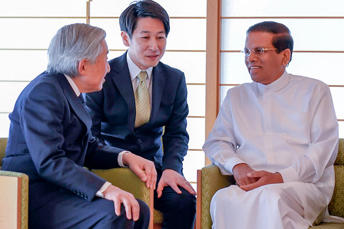 Sri Lanka President Maithripala Sirisena met with Japanese Emperor Akihito