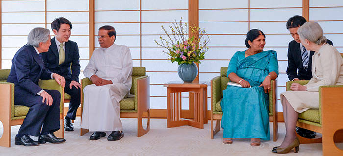 Sri Lanka President Maithripala Sirisena met with Japanese Emperor Akihito