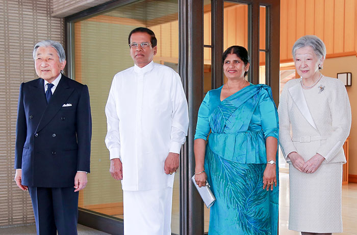 Sri Lanka President Maithripala Sirisena met with Japanese Emperor Akihito