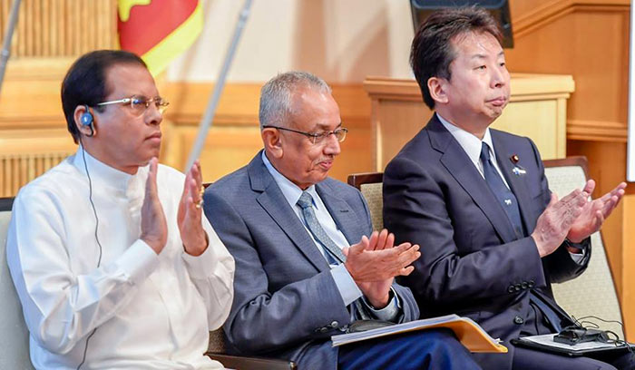 Sri Lanka President Maithripala Sirisena with Malik Samarawickrama in Japan