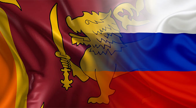 Sri Lanka and Russia flags