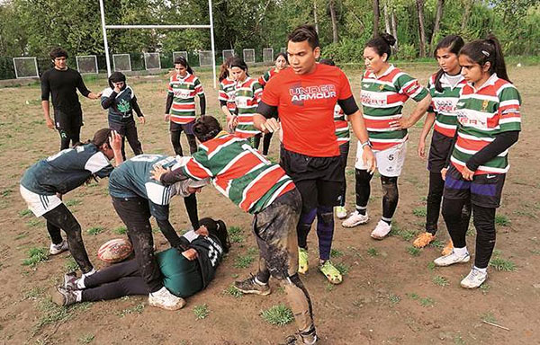 Namal Rajapaksa is on a rugby training session