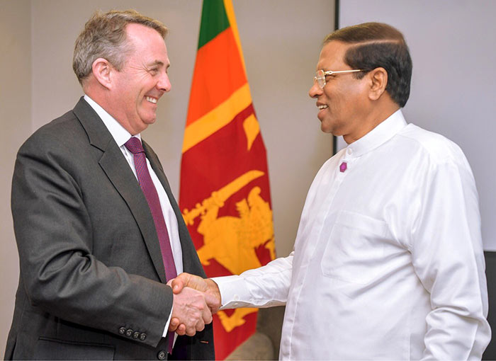 Sri Lanka President Maithripala Sirisena with Liam Fox