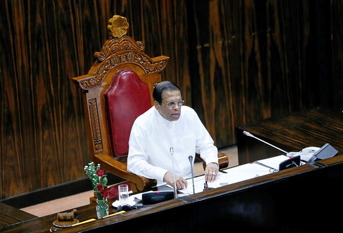 Sri Lanka President Maithripala Sirisena at parliament