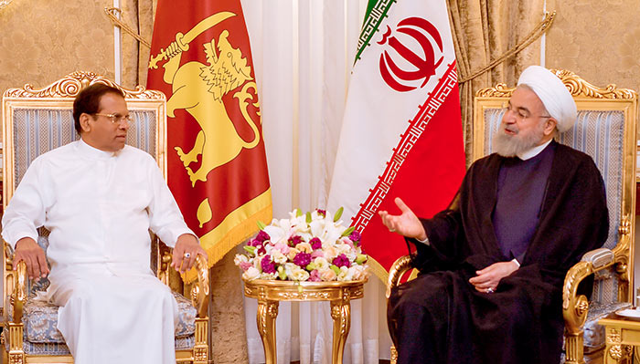 Sri Lanka President Maithripala Sirisena met Iran President Hassan Rouhani