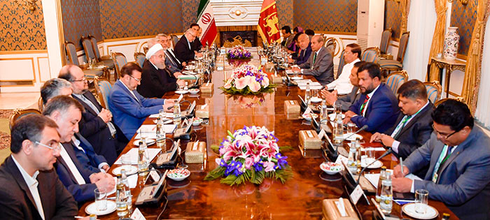 Sri Lanka President Maithripala Sirisena met Iran President Hassan Rouhani