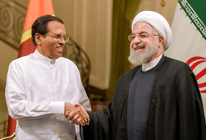 Sri Lanka President Maithripala Sirisena met Iran President Hassan Rouhani