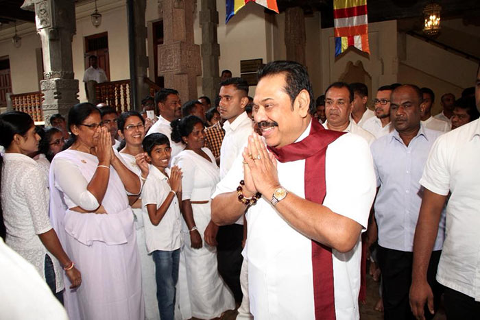 Former Sri Lanka President Mahinda Rajapaksa at Sri Dalada Maligawa