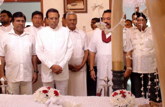 Sri Lanka President Maithripala Sirisena paid last respects to late Chandra Rajapaksa