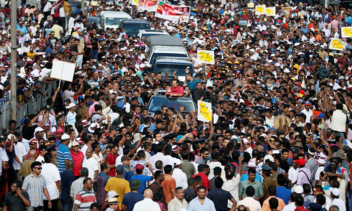 Mahinda Rajapaksa's anti government protest Jana Balaya in Colombo Sri Lanka
