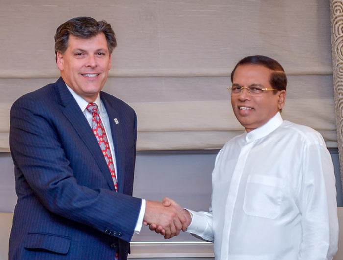 Sri Lanka President Maithripala Sirisena and Brock Bierman