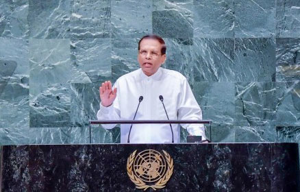 Sri Lanka President Maithripala Sirisena is addressing United Nations General Assembly