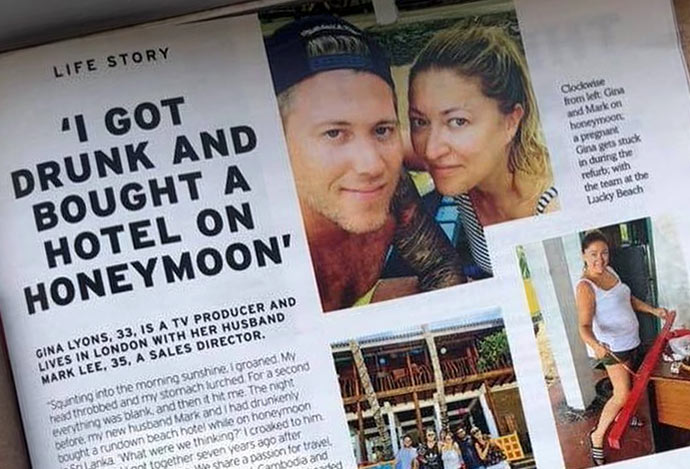 I got drunk and bought a hotel on honeymoon Gina Lyons and Mark Lee