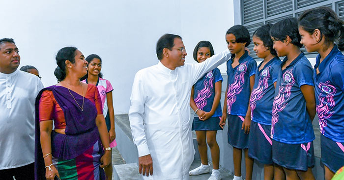 President Maithripala Sirisena in Sirimavo Bandaranaike vidyalaya in Colombo Sri Lanka