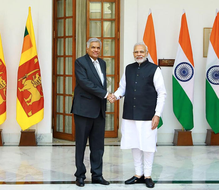 Sri Lanka Prime Minister Ranil Wickremesinghe with India Prime Minister Narendra Modi