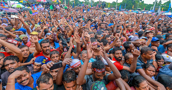 Crowd of a political rally in Sri Lanka