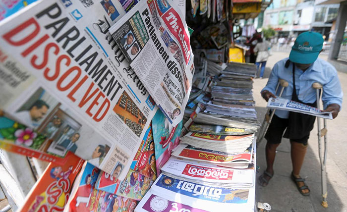 Newspapers in Sri Lanka on political issues