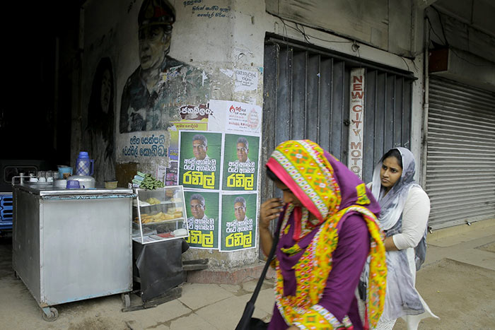 Posters of sacked Prime Minister of Sri Lanka