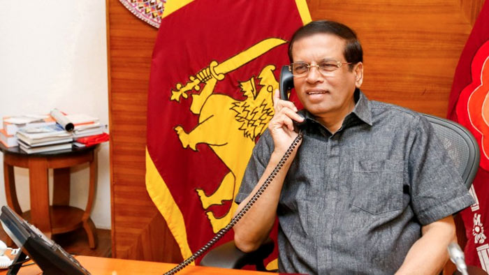 Sri Lanka President Maithripala Sirisena in a telephone conversation