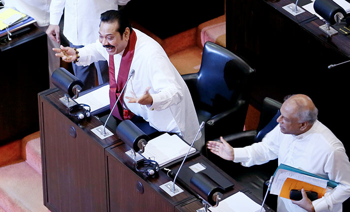 Sri Lanka Prime Minister Mahinda Rajapaksa at Parliament