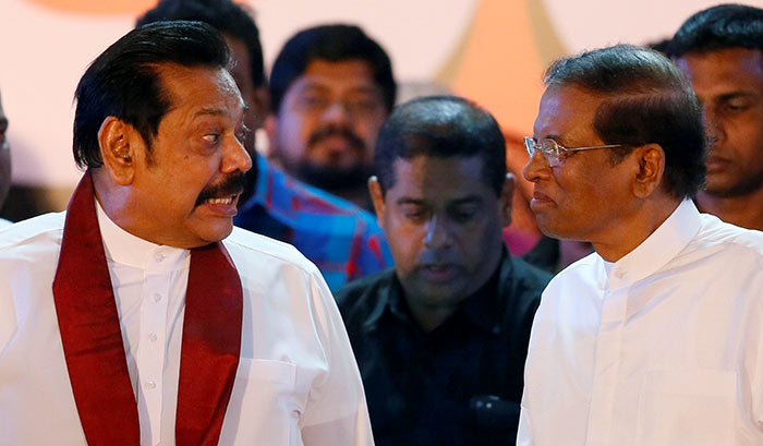 Mahinda Rajapaksa with Sri Lanka President Maithripala Sirisena