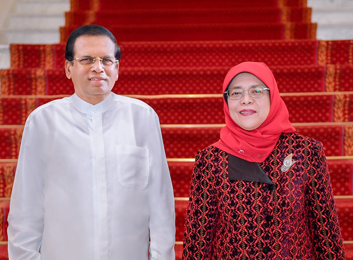 President of Sri Lanka Maithripala Sirisena and President of Singapore Halimah Yacob