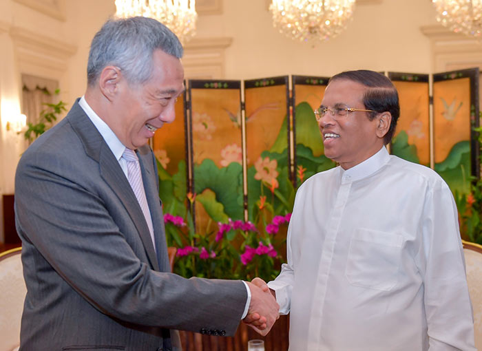 President of Sri Lanka Maithripala Sirisena with Prime Minister of Singapore Lee Hsien Loong