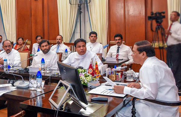 Sri Lanka President Maithripala Sirisena in a meeting on fall army worm Sena caterpillar