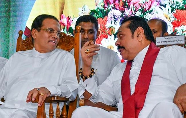 Sri Lanka President Maithripala Sirisena with Mahinda Rajapaksa