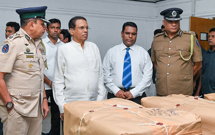 Sri Lanka President inspects Sri Lanka's largest ever heroin haul busted