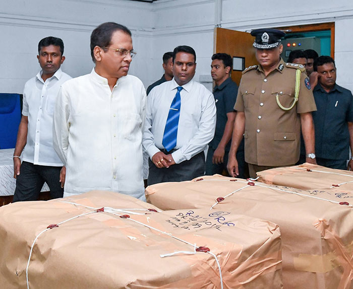 Sri Lanka President inspects Sri Lanka's largest ever heroin haul busted