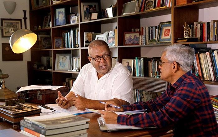 Finalizing the budget 2019 by Mangala Samaraweera with R.H.S. Samaratunga