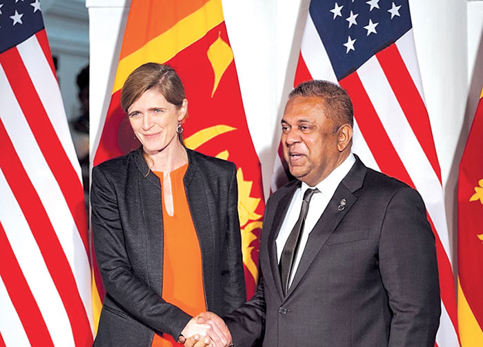 Samantha Power with Mangala Samaraweera