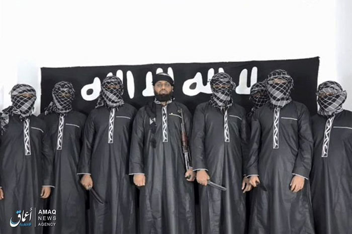 ISIS released this image of Sri Lanka bombing attackers and their leader Zahran Hashim