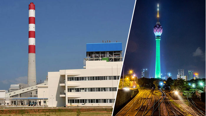 Norochcholai Lakvijaya power plant and Colombo lotus tower