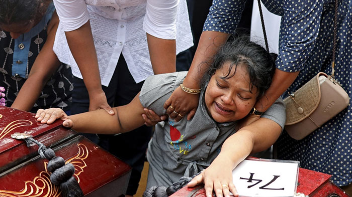 Relative of the bomb blast victims in Sri Lanka