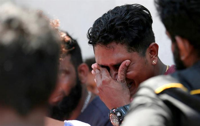 A relative of a victim of the bomb explosion in Sri Lanka