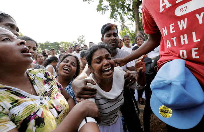 Relatives of the blast victims in Sri Lanka