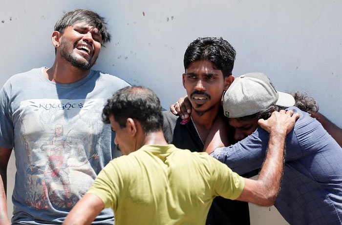 Relatives of the blast victims in Sri Lanka