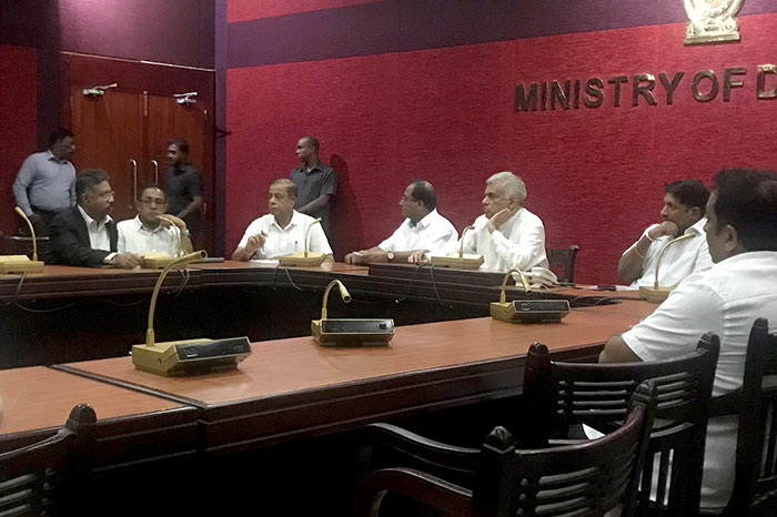 Sri Lanka Prime Minister with Ministers in a special security meeting