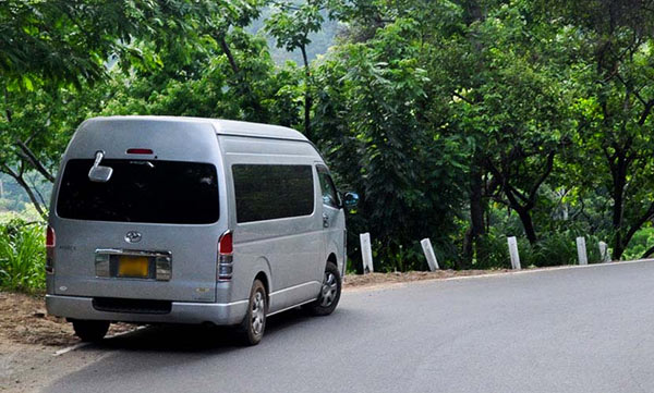 Vehicle has parked on the road in Sri Lanka