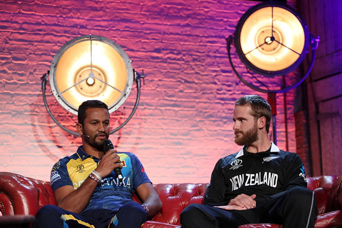 Sri Lanka Cricket captain Dimuth Karunaratne with New Zealand Cricket captain Kane Williamson