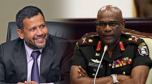 Minister Rishad Bathiudeen and Sri Lanka Army commander Mahesh Senanayake