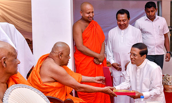 Sri Lanka President Maithripala Sirisena with Mahasangha