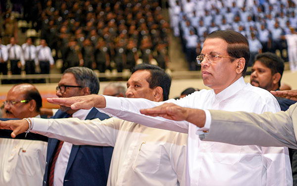 Sri Lanka President Maithripala Sirisena and Minister Rajitha Senaratne at national drug prevention week