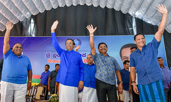 Maithripala Sirisena - President of Sri Lanka at political rally