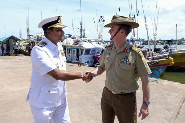 Major General Craig Furini with Sri Lanka Navy Rear Admiral Niraja Atigala